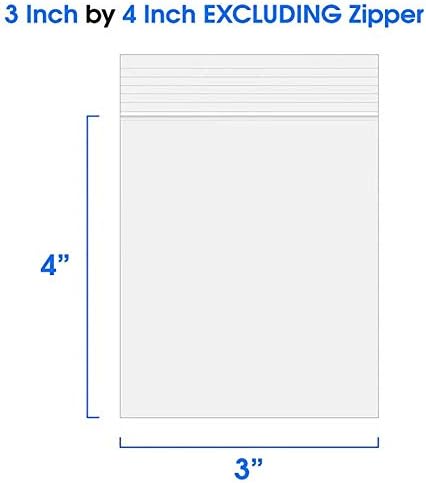 Secure Seal 3x4 Inch Reclosable Clear Zipper 2 Mil Plastic Storage Bags Top Zip Seal (Pack of 1,000)