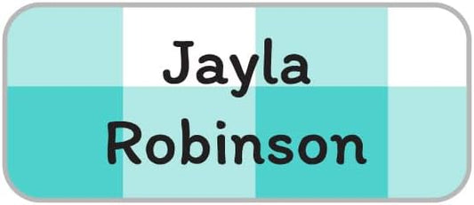 Name Bubbles - Custom Mini Daycare Name Labels for Kids (85 Labels) - Personalized Waterproof Name Stickers for Clothing Tags, Sippy Cups, Lunch Boxes, Water Bottles, & School Supplies (Gingham)