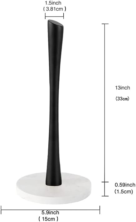 GWGTHZ Black Paper Towel Holder Countertop, Marble Paper Towel Holder Used for Kitchen&Bathroom, Paper Towel Holder Made of Stainless Steel for Easy One-Handed Operation|Black