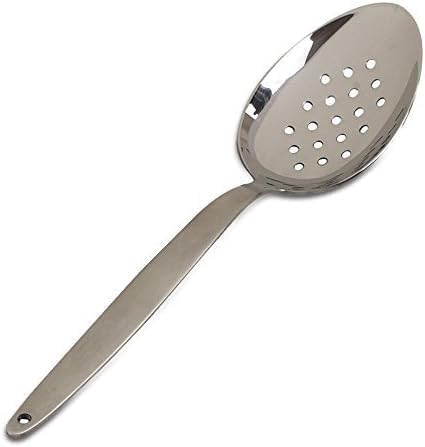 BNAZIND Kunz Perforated and Regular Set | Pack of 2 | 18/10 Stainless Steel | 9 Inch Cooking Dinner Serving Basting Quenelle Chef Spoon |