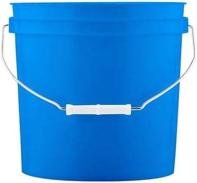 House Naturals 2 Gallon Blue Made in USA Food Grade BPA Free Bucket Pail with White Screw On Lid (Pack of 5) (with White lids)