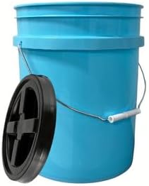 House Naturals 5 Gallon Food Grade Multi Color Buckets (Yellow Aqua Lime Green)- Pack of 3- Made in USA (Black lids)