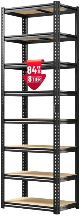 8 Tier Storage Shelves, Shelving Unit Load 2816LBS, Garage Shelving Adjustable and Divisible, Shelving Units and Storage Rack for Laundry Room, Pantry, Kitchen, Closet, Metal Shelf 84" H
