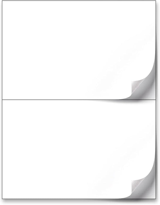 NextDayLabels 8.5x5.5 Half Sheet Stickers White Blank Labels for Laser Inkjet Printer - 2 Per Page Self-Adhesive Shipping Packaging Product Made in USA - 200 Labels