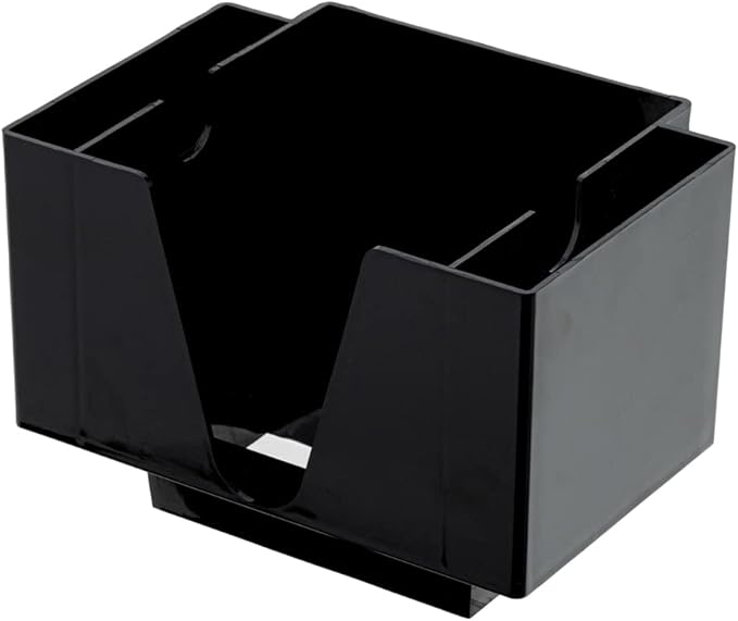 Restaurantware Bar Lux 7.9 Inch x 5.5 Inch Napkin Holder 1 3-Compartment Condiment Caddy - Rectangle Tabletop Black Plastic Napkin Caddy Refillable Easy Access