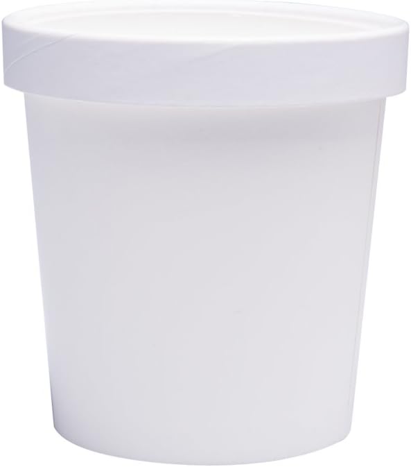 Belinlen Paper Ice Cream Cups with Paper Lids, Hot/Cold Soup Cups with Lids (White) (25, 16 oz)