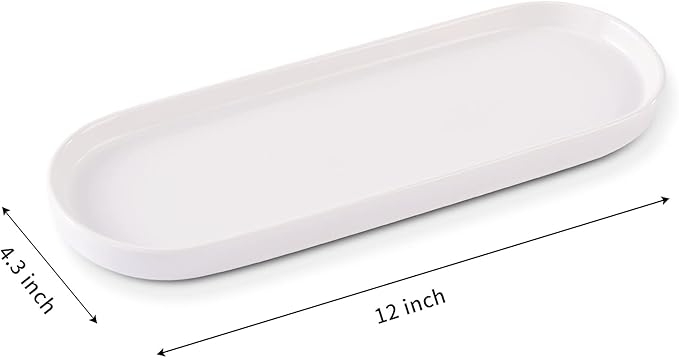 Ceramic Sink Tray, Suit for Bathroom Counter, Bathtub, Cosmetics Dish, Candle, Perfume Shampoo Liquid Soap Tray Simple Style Design Suit for Bathroom and Kitchen (2pcs White)