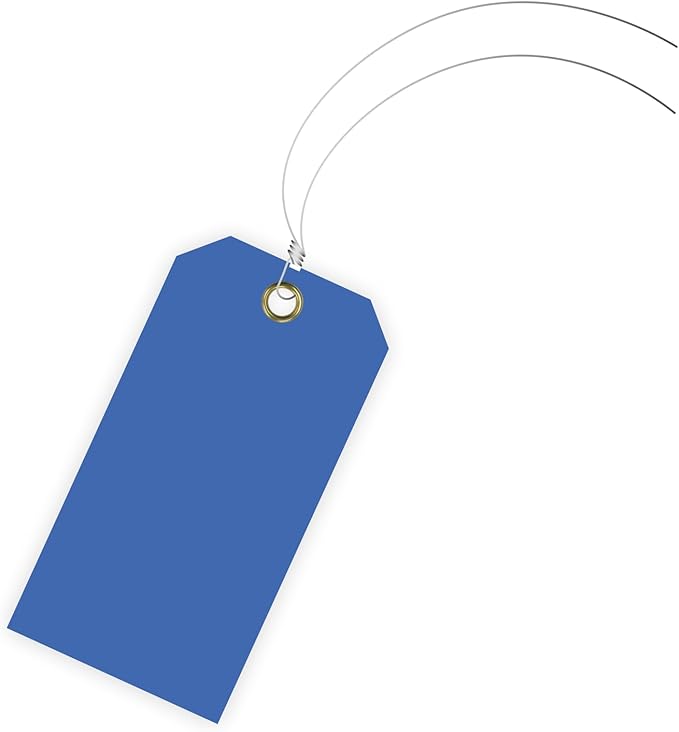 Tags 4 Less 15 Mil Blank Plastic Hang Tags with Attached Wires – 2" x 4" Heavy Duty Waterproof Hanging Labels for Outdoor Tagging, Equipment, Luggage, Valves & More (Dark Blue, Pack of 50)