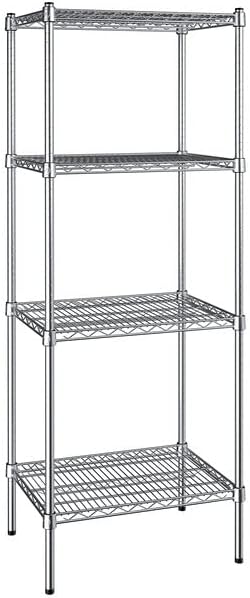 18" x 24" NSF Chrome 4-Shelf Kit with 72" Posts, Commercial Storage Rack Unit, Heavy Duty Storage Shelving, Wire Shelving Kit, Adjustable Rack Strong Steel, Multipurpose Wire Shelf