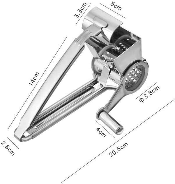PRETYZOOM Stainless Steel Crank Grater Manual Rotary Cheese Shredder for Kitchen Use Grating Garlic and More Rustproof