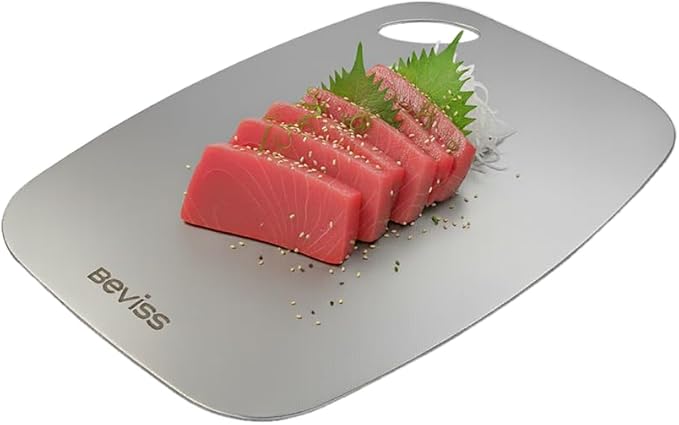 Beviss 100% Pure Titanium Cutting Board 11.45" x 8.15"- BPA Free, Non-Porous & Durable Kitchen Chopping Board for Meat, Vegetables, Fruits