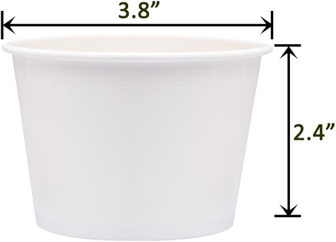 Belinlen Paper Ice Cream Cups, Paper Hot/Cold Soup Cups - 100 Count Cups (White) (12 oz)