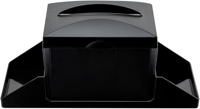 Restaurantware 7 Inch x 6.5 Inch Napkin Holder, 1 Rectangle Napkin Dispenser - Tabletop, Easy Access, Black Plastic Commercial Napkin Dispenser, Refillable, For Countertops