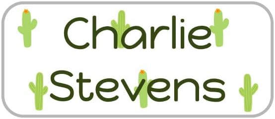 Name Bubbles - Custom Mini Daycare Name Labels for Kids (85 Labels) - Personalized Waterproof Name Stickers for Clothing Tags, Sippy Cups, Lunch Boxes, Water Bottles, & School Supplies (Cactus)