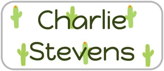 Name Bubbles - Custom Mini Daycare Name Labels for Kids (85 Labels) - Personalized Waterproof Name Stickers for Clothing Tags, Sippy Cups, Lunch Boxes, Water Bottles, & School Supplies (Cactus)