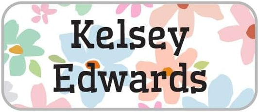 Name Bubbles - Custom Mini Daycare Name Labels for Kids (85 Labels) - Personalized Waterproof Name Stickers for Clothing Tags, Sippy Cups, Lunch Boxes, Water Bottles, & School Supplies (Flowers)