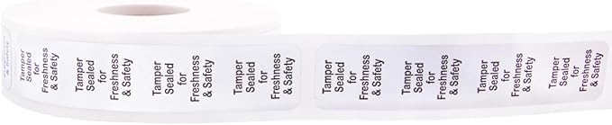 InStockLabels 500 Metallic Silver Tamper-Evident Food Seal Stickers, Labels for Food Containers (0.75 Inches x 3.5 Inches)