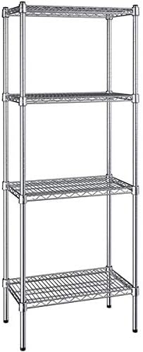 14" x 24" NSF Chrome 4-Shelf Kit with 54" Posts, Commercial Storage Rack Unit, Heavy Duty Storage Shelving, Wire Shelving Kit, Adjustable Rack Strong Steel, Multipurpose Wire Shelf
