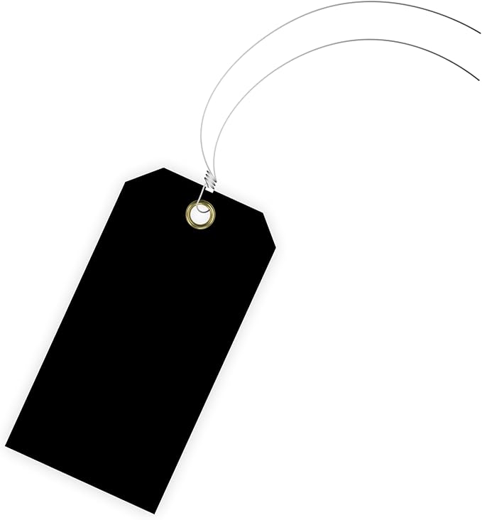 Tags 4 Less 15 Mil Blank Plastic Hang Tags with Attached Wires – 2" x 4" Heavy Duty Waterproof Hanging Labels for Outdoor Tagging, Equipment, Luggage, Valves & More (Black, Pack of 50)
