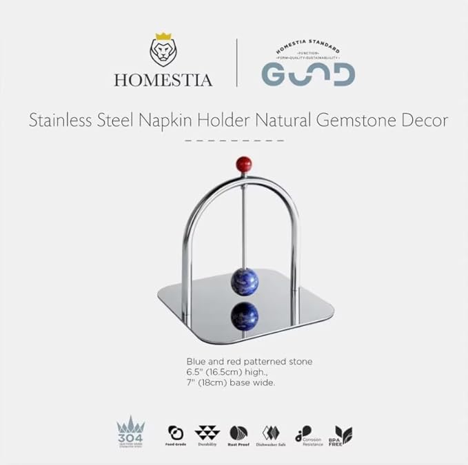 Homestia Napkin Holder for Table, Stainless Steel Napkin Holders for Paper Napkins, Cocktail Napkin Holder, Suitable for Kitchen, Restaurant, Bar, Office, Parties, Home Décor, Hotel, Cafe