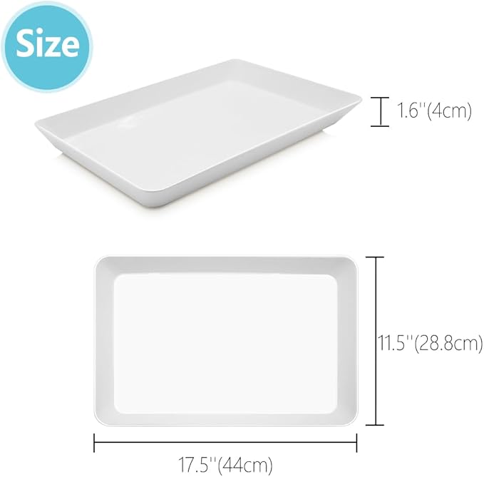 AMGBZT Serving Tray Platter, 17.5'' x 11.5'' x 1.6'', 6 Pcs Food Tray for Veggie Fruit Snack Dessert Cookie Cheese, Food Trays for Party Supplies Display, Large Platters for Serving Food, BPA Free