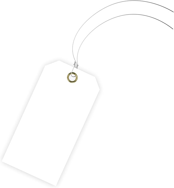 Tags 4 Less 15 Mil Blank Plastic Hang Tags with Attached Wires – 2" x 4" Heavy Duty Waterproof Hanging Labels for Outdoor Tagging, Equipment, Luggage, Valves & More (White, Pack of 50)