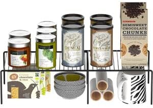 GEDLIRE Kitchen Cabinet Expandable Shelf Organizers Set of 6, Adjustable Metal Wire Pantry Storage Shelves, Plate Dish Organizer Rack for Cabinets, Cupboard, Counter, Freezer, Countertop, Black