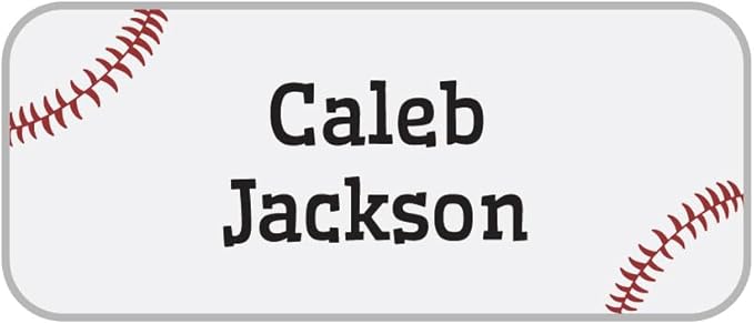 Name Bubbles - Custom Mini Daycare Name Labels for Kids (85 Labels) - Personalized Waterproof Name Stickers for Clothing Tags, Sippy Cups, Lunch Boxes, Water Bottles, & School Supplies (Baseball)