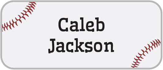 Name Bubbles - Custom Mini Daycare Name Labels for Kids (85 Labels) - Personalized Waterproof Name Stickers for Clothing Tags, Sippy Cups, Lunch Boxes, Water Bottles, & School Supplies (Baseball)