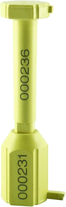 Amarine Made Bolt Seals (100PCS) Shipping Seal with Print Progressive Serial Numbering, Disposable One-Time Use Barrier Seals for Cargo Containers, Truck Trailers, Cargo Shipping Containers (Yellow)