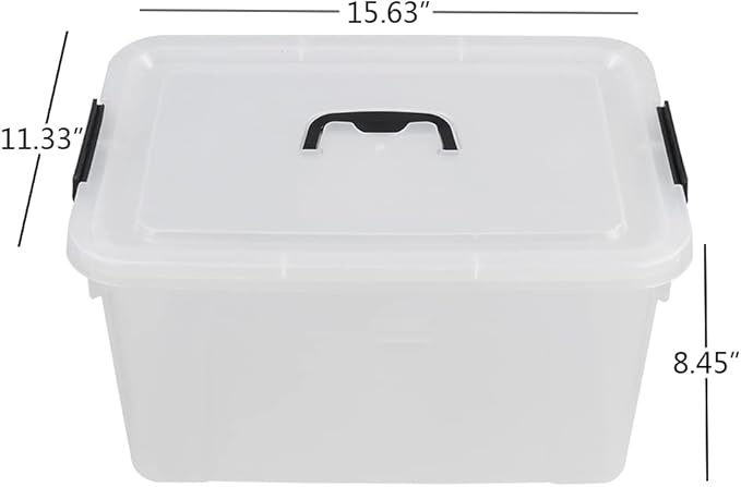 4-Pack 18 L Plastic Storage Box, Clear Latch Storage Bin with Lid