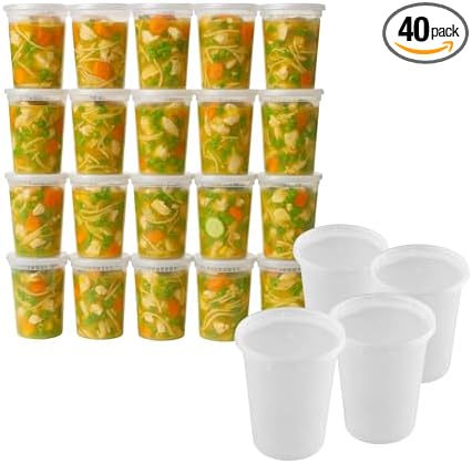 ProTakeOut, Heavy-Duty PP Deli Containers with Lids - 32oz PP Deli Container, 40 sets