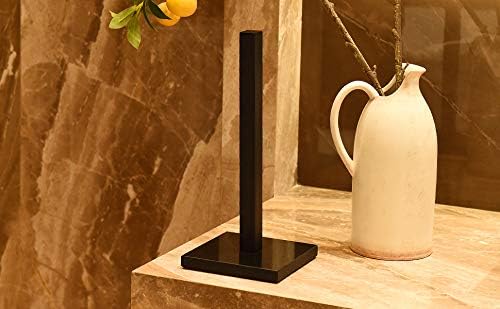 LUTAVOY Paper Towel Holder Kitchen Standing Paper Towel Roll Holder with Marble Base for Bathroom Kitchen Countertop(Matt Black,Black Base KZ50)