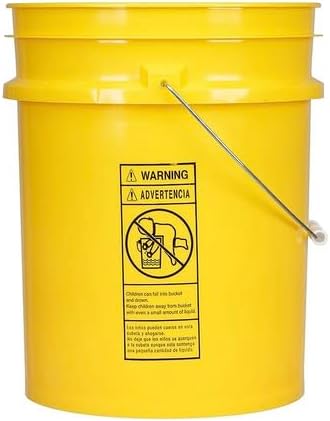 House Naturals 5 Gallon Food Grade Plastic Bucket with Air Tight Screw on Lid Made in USA Container (Yellow Bucket with Green Lid)