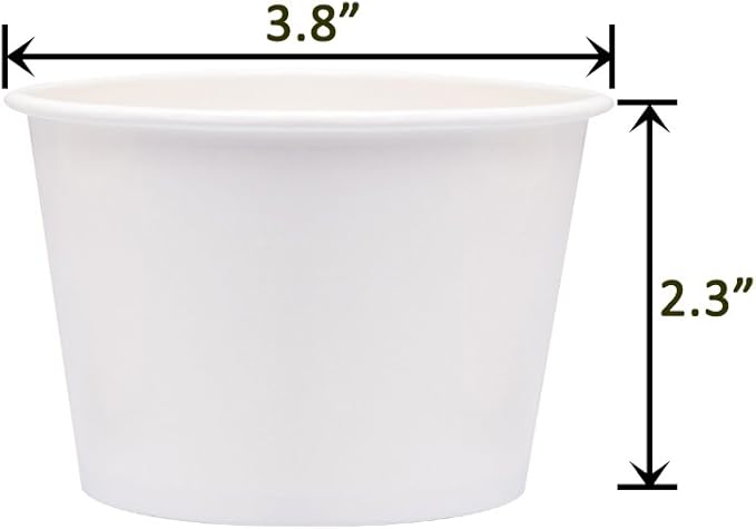 Belinlen Paper Ice Cream Cups with Paper Lids, Paper Hot/Cold Soup Cups with Lids (White) (40, 8 oz)