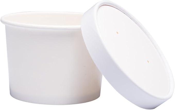 Belinlen Paper Ice Cream Cups with Lids, Hot/Cold Soup Cups (White, 40, 12 oz)