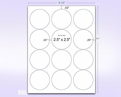 NextDayLabels 2.5 Inch Round Circle Stickers White Blank Labels for Laser Inkjet Printer - 12 Per Sheet Self-Adhesive Product Packaging Logo Made in USA - 6000 Labels