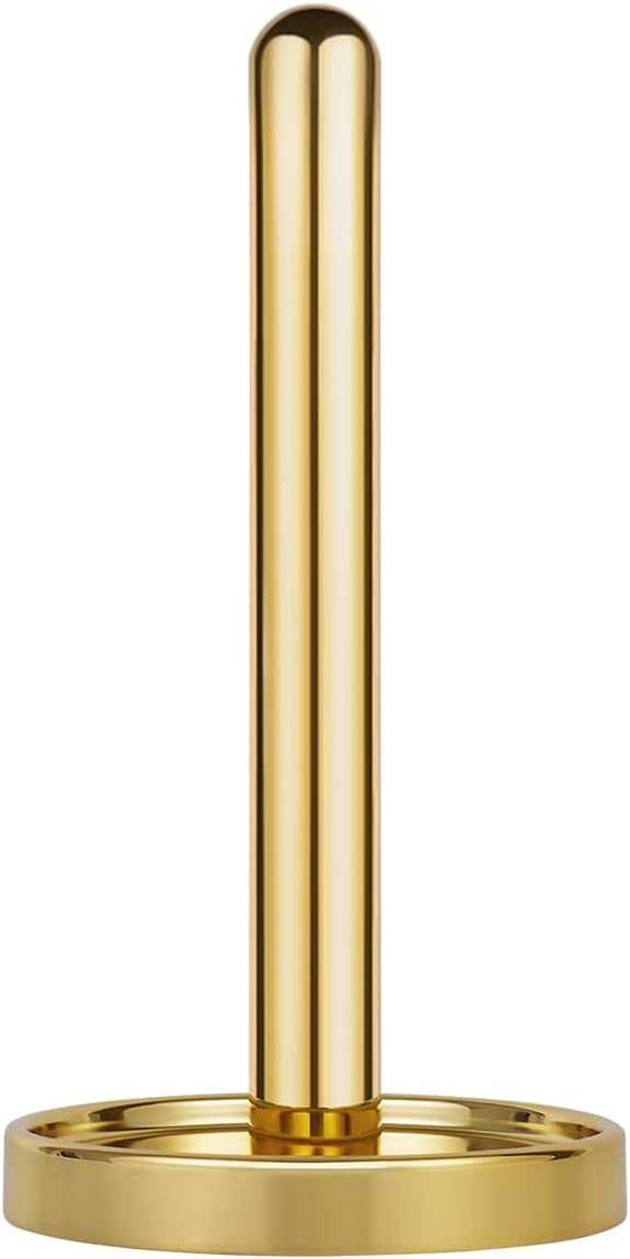 Ivilon Paper Towel Holder Stand - Steady and Easy Tear - Fits All Paper Towel Rolls - Gold Polished