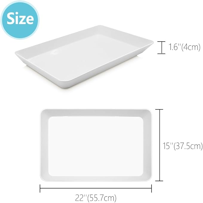 AMGBZT Serving Tray Platter, 22'' x 15'' x 1.6'', 2 Pcs Food Tray for Veggie Fruit Snack Dessert Cookie Cheese, Food Trays for Party Supplies Display, Large Platters for Serving Food, BPA Free