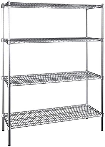 18" x 48" NSF Chrome 4-Shelf Kit with 72" Posts, Commercial Storage Rack Unit, Heavy Duty Storage Shelving, Wire Shelving Kit, Adjustable Rack Strong Steel, Multipurpose Wire Shelf