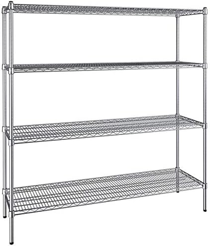 18" x 60" NSF Chrome 4-Shelf Kit with 72" Posts, Commercial Storage Rack Unit, Heavy Duty Storage Shelving, Wire Shelving Kit, Adjustable Rack Strong Steel, Multipurpose Wire Shelf