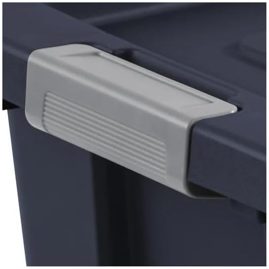 30 Gallon Stackable Storage Bins with Lids - Heavy Duty Totes with Secure Latching & Integrated Handles for Garage, Camping, Attic & Home Closet Organization, Dark Blue