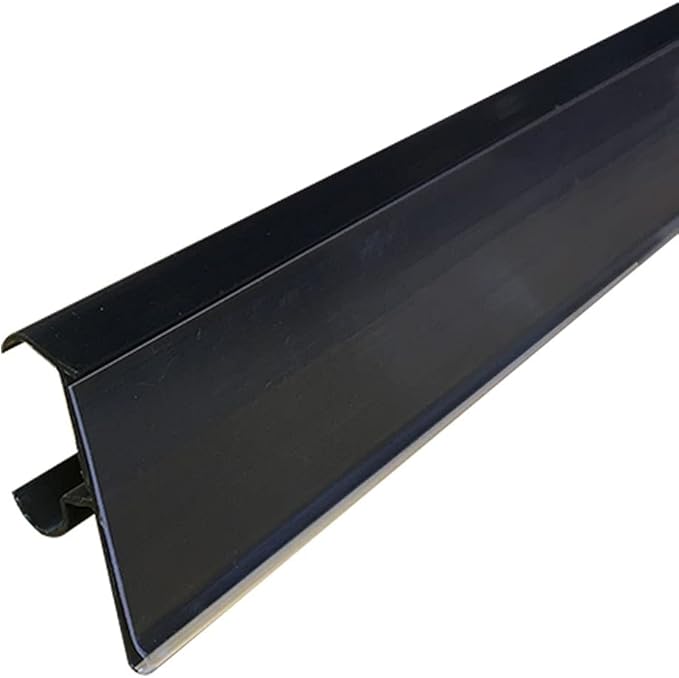 Shelf Label Holder, 50 Pack Shelf Strip Price Tag Holder for 7/8”H Double Wire Shelving Refrigerated Case Cooler Shelf, PVC Plastic Clear Cover, Black Back 26”L and 1.25”H