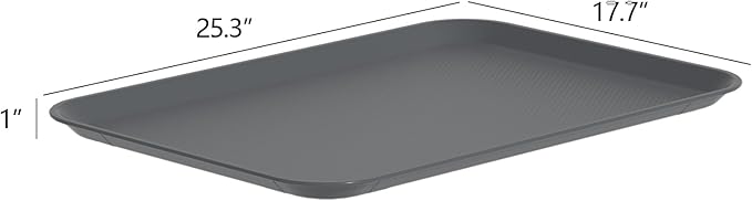 Neadas 6 Packs Extra Large Plastic Trays, 25.3" x 17.7", Rectangular Multi-Purpose Tray, Gray