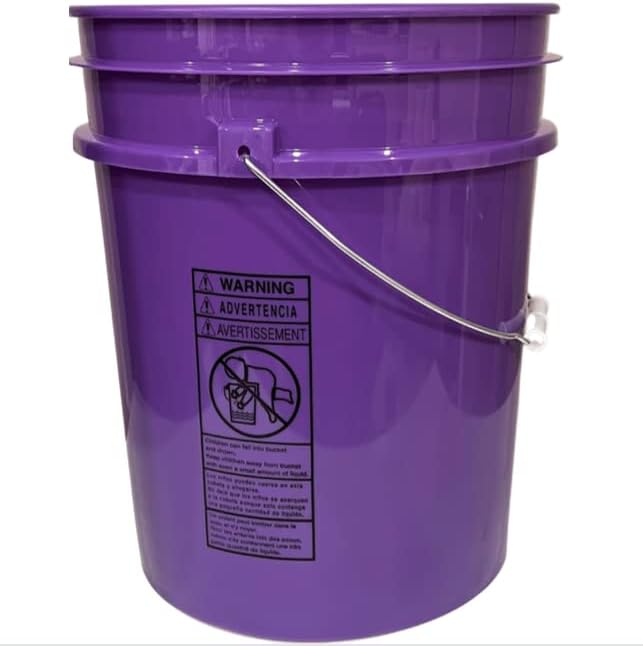 House Naturals 5 Gallon Food Grade Plastic Bucket, 3 Colors, BPA Free, Made in USA (Pack of 3) Buckets only, no lids