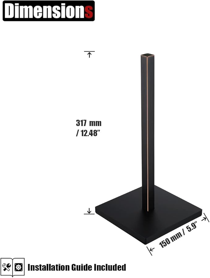 JQK Paper Towel Holder Stand Oil Rubbed Bronze, 304 Stainless Steel Kitchen Free Standing Countertop Paper Towel Dispenser Fits Standard and Jumbo Size, PTH240-ORB