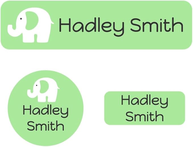 Name Bubbles - Kids Custom Name Labels for Daycare, School, Camp (102 Labels) - Personalized Waterproof Name Stickers for Clothes Tags, Lunch Boxes, Water Bottles, & School Supplies (Elephant)