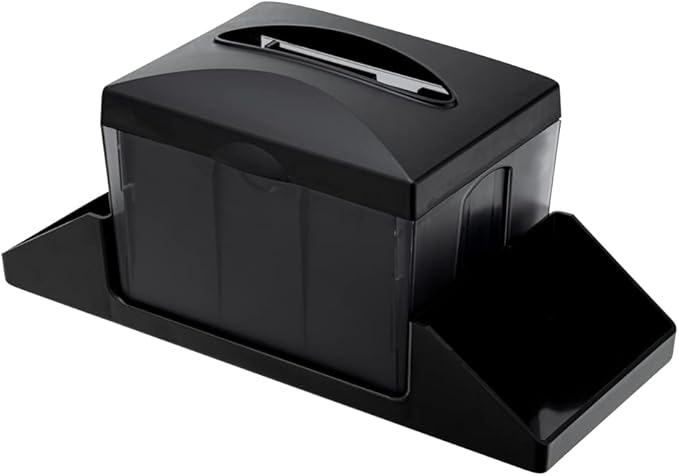 Restaurantware 7 Inch x 6.5 Inch Napkin Holder, 1 Rectangle Napkin Dispenser - Tabletop, Easy Access, Black Plastic Commercial Napkin Dispenser, Refillable, For Countertops