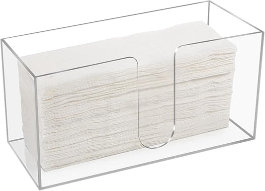 Acrylic Countertop Paper Towel Holder, Paper Towel Dispenser Countertop, Clear Acrylic Napkin Holder(3mm Acrylics), Suitable for Z-fold, C-fold or MultiFold Trifold Paper Towels for Bathroom, Kitchen