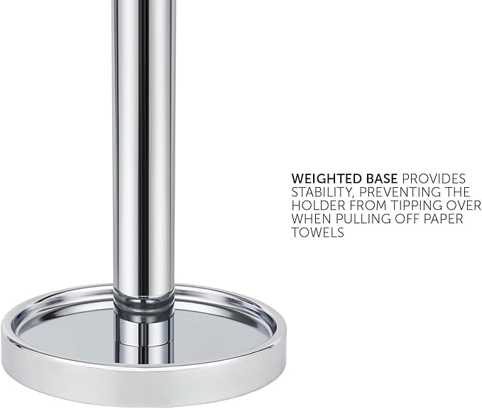 Ivilon Countertop Paper Towel Holder - Steady and Easy Tear - Fits All Paper Towel Rolls - Chrome